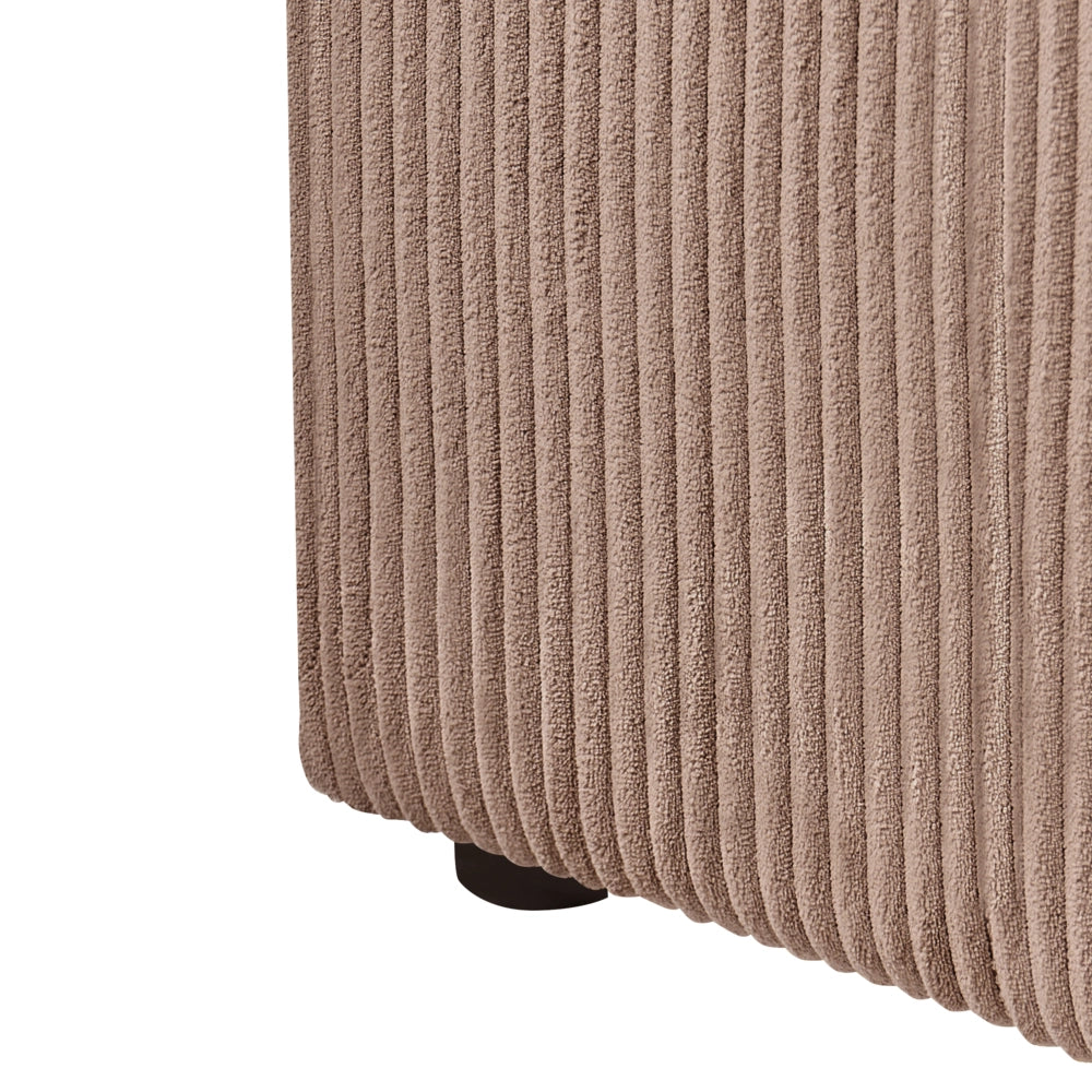 Sezione a 1 posto in velluto a coste color sabbia beige, modulo divano moderno a 1 posto