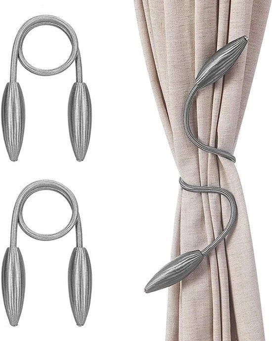 Gordijn Ties Creativi - 2 Pezzi di Ties per Tende - Ties con Piastra - Adatti per Tende e Tende di Porta - Decorazione di Interno Creativa Grigio - 52 cm