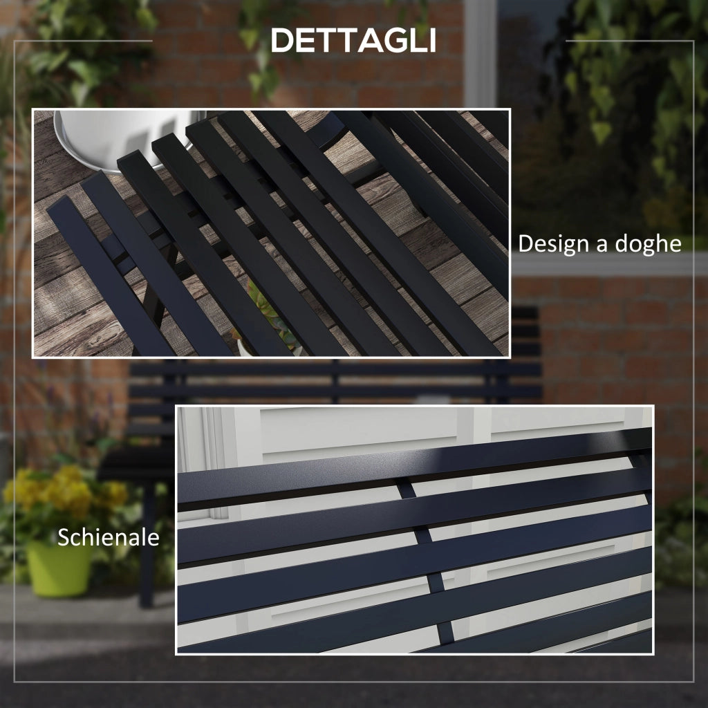 Panchina da Giardino 2 Posti in Alluminio ¨C Minimal ¨C 123x67x79cm Nero
