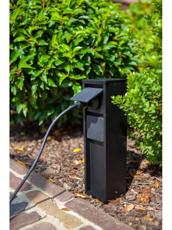 Colonnina giardino 2 prese IP54 nera Lutec Mains 9702202012