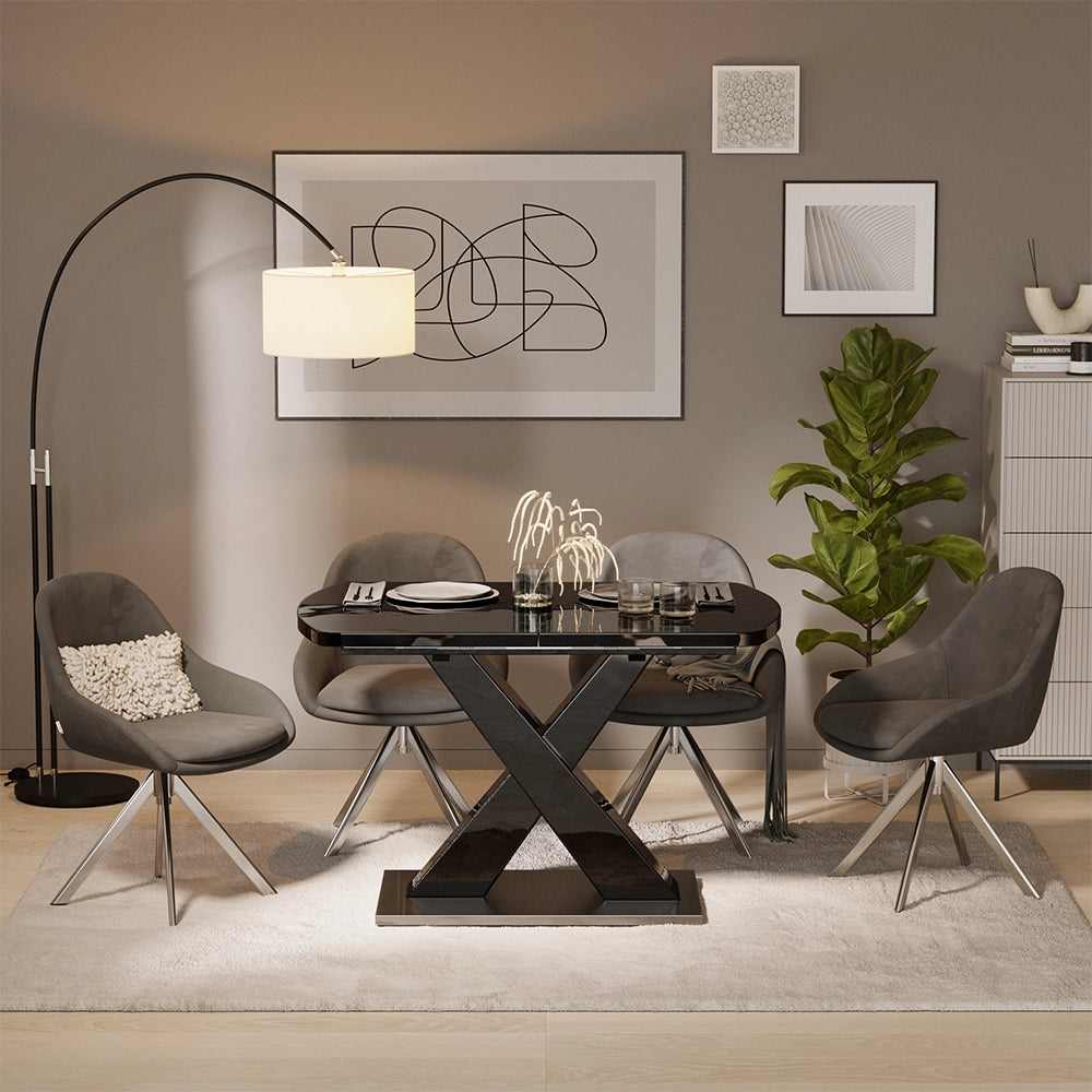 Tavolo da pranzo Chinto Nero 120 x 80 cm Estensibile Vicco