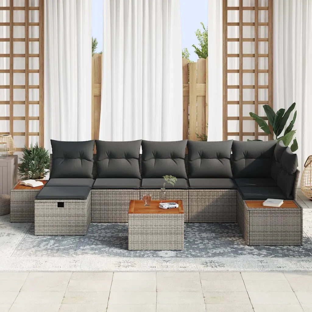 Set Divano da Giardino con cuscino 8 pcs Grigio Poly Rattan 3360978