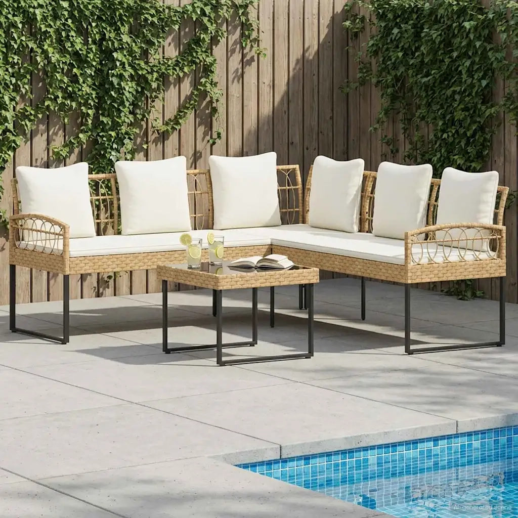 Set di Divano da Giardino con cuscino 2 pcs Naturale