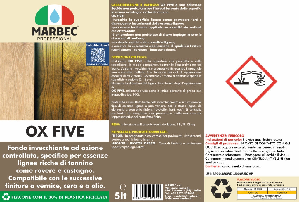 Invecchiante per rovere e castagno OX-FIVE   5LTx4Pz