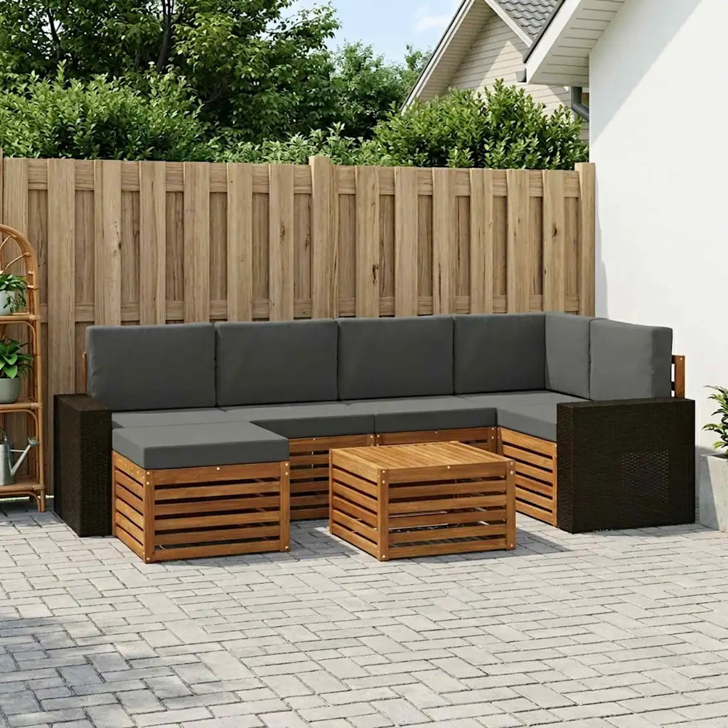 Set divano sezionale con cuscino 7 pcs Naturale e Antracite 3384603