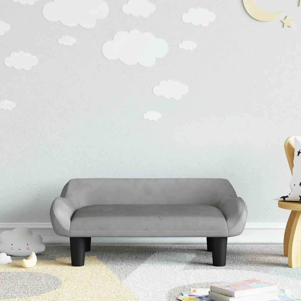 Divano per Bambini-Sofa-Divanetto Grigio Chiaro 70x40x24 cm in Velluto