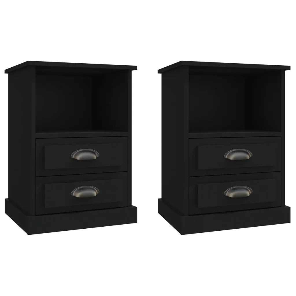 Comodini 2 pz-Set di 2 Tavolino da notte Neri 43x36x60 cm