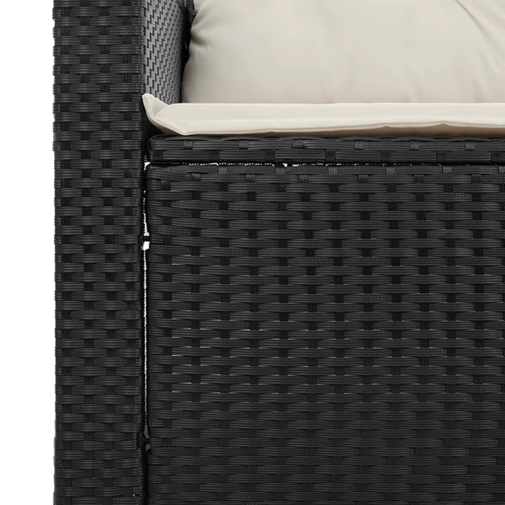 Set Divani da Giardino 5 pz con Cuscini Nero Polyrattan Acacia