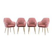 Set di 4 poltrone in velluto con gambe in metallo, rosa antico