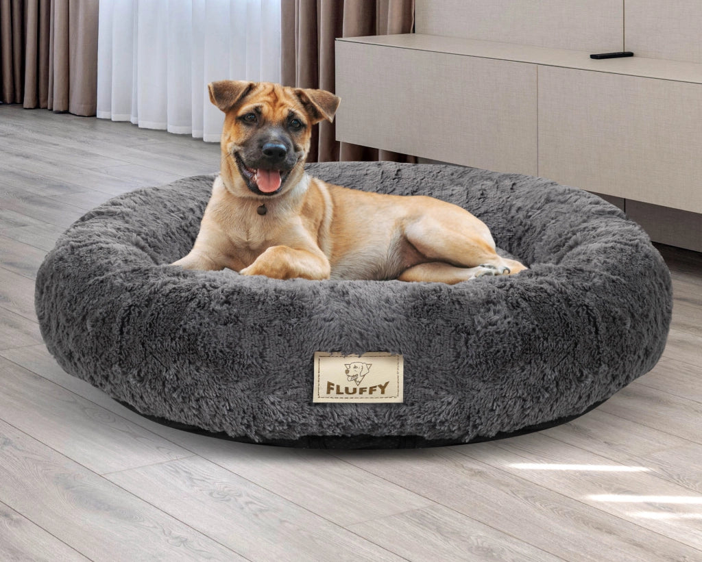 AIO FACTORY Letto per cani impermeabile Shaggy Bed grigio scuro da 60 cm
