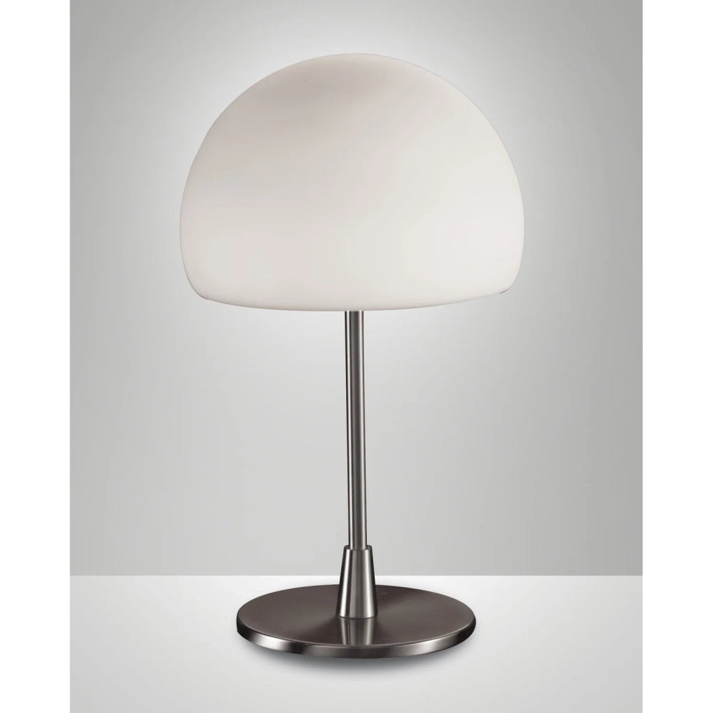 Lampada da Tavolo Gaia Big Nichel Satinato 1 Luce Design Moderno Fabas Collezione GAIA