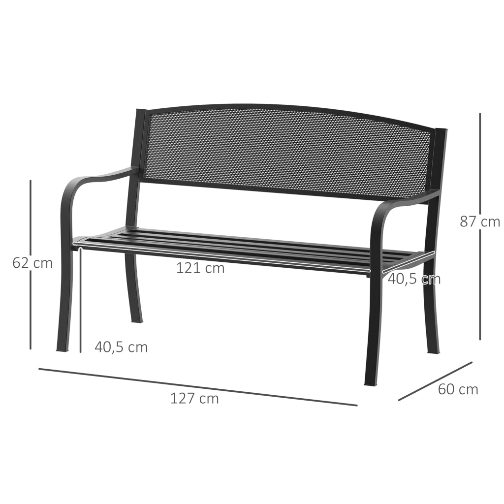 Panca da giardino 2 posti ¨C Xylo ¨C acciaio nero 127x60x87cm