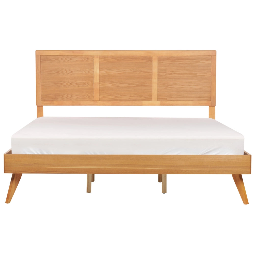 Letto 180 x 200 cm in MDF di frassino marrone con testiera e rete a doghe in stile rustico