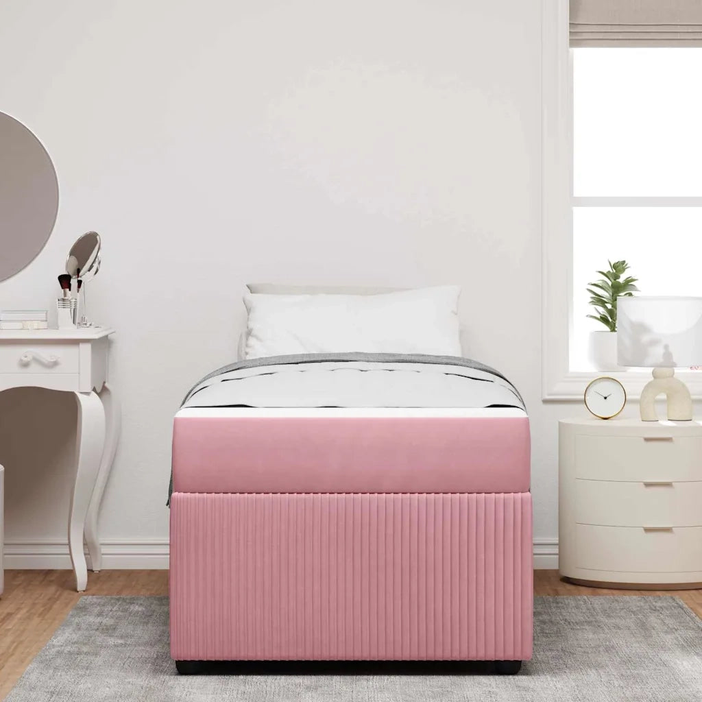 Letto singolo | Letto per adulti | Struttura del letto con materasso Rosa 100 x 200 cm Tessuto