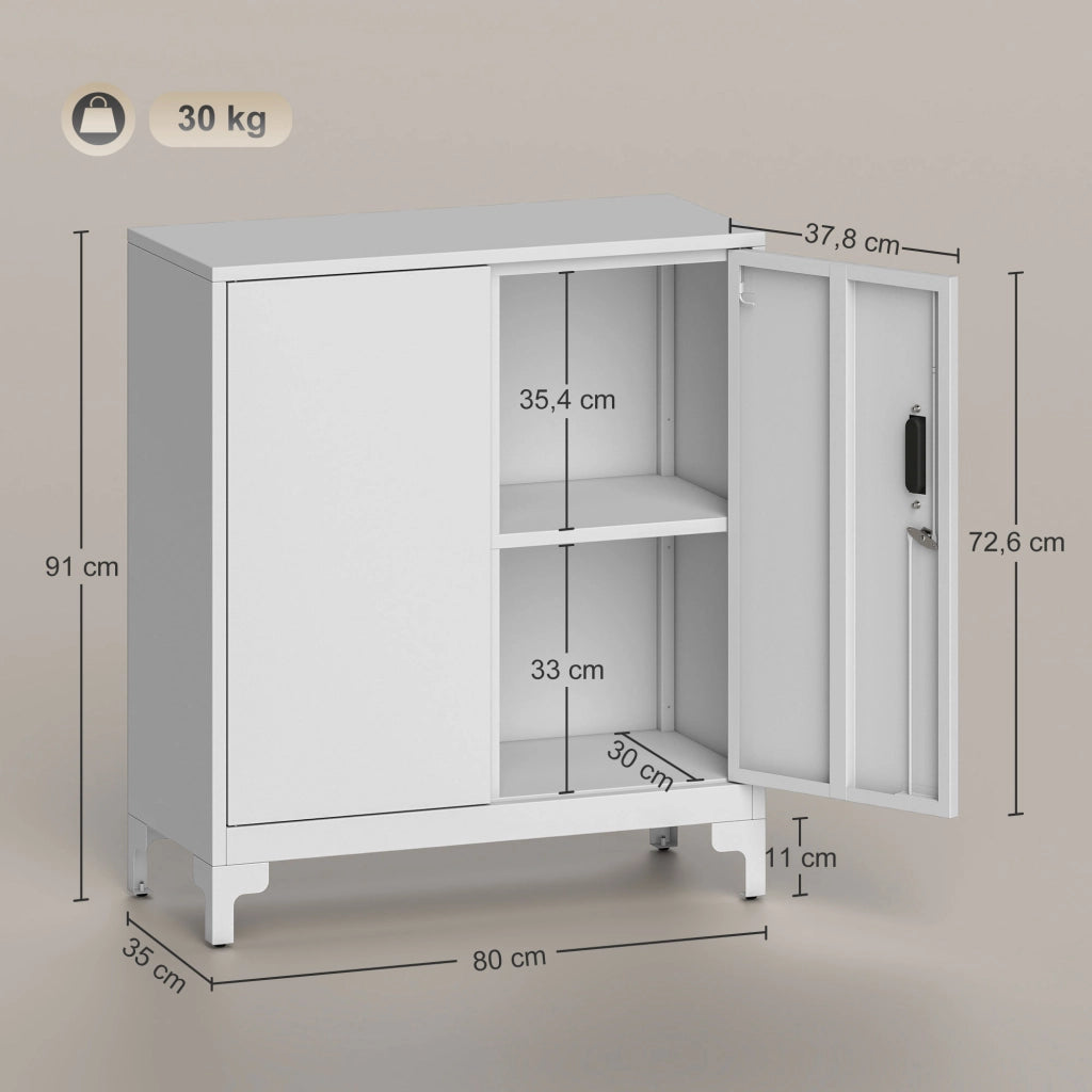 Armadio Metallo 2 Ante con Serratura ¨C Xylo ¨C Bianco 80x35x91cm