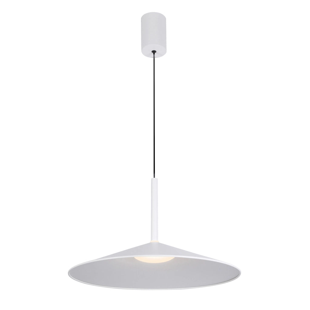 Lampada sospensione bianca cono piatto LED 16W Sardena