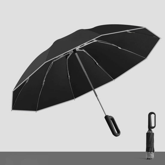 Paraplu Professionale - Automatico a 100% - Resistente al Vento (280T Nanocoating) - con Riflessione di Sicurezza - Nero