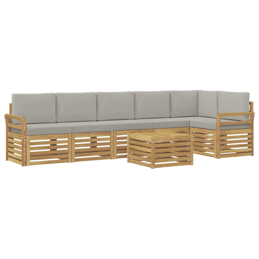 Set di divani da esterno 7 pcs Bianco e Grigio Chiaro 3391956