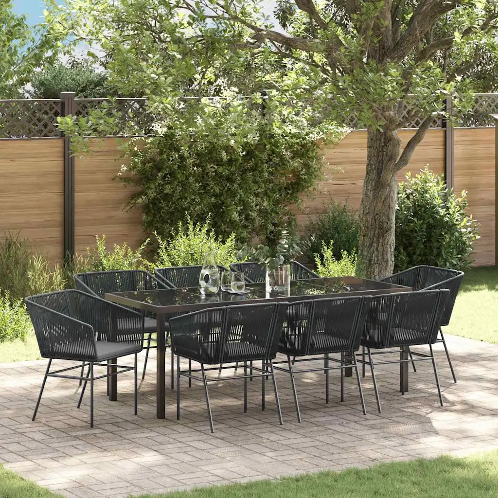 Set da Pranzo per Giardino con cuscino 9 pcs Nero 3380924