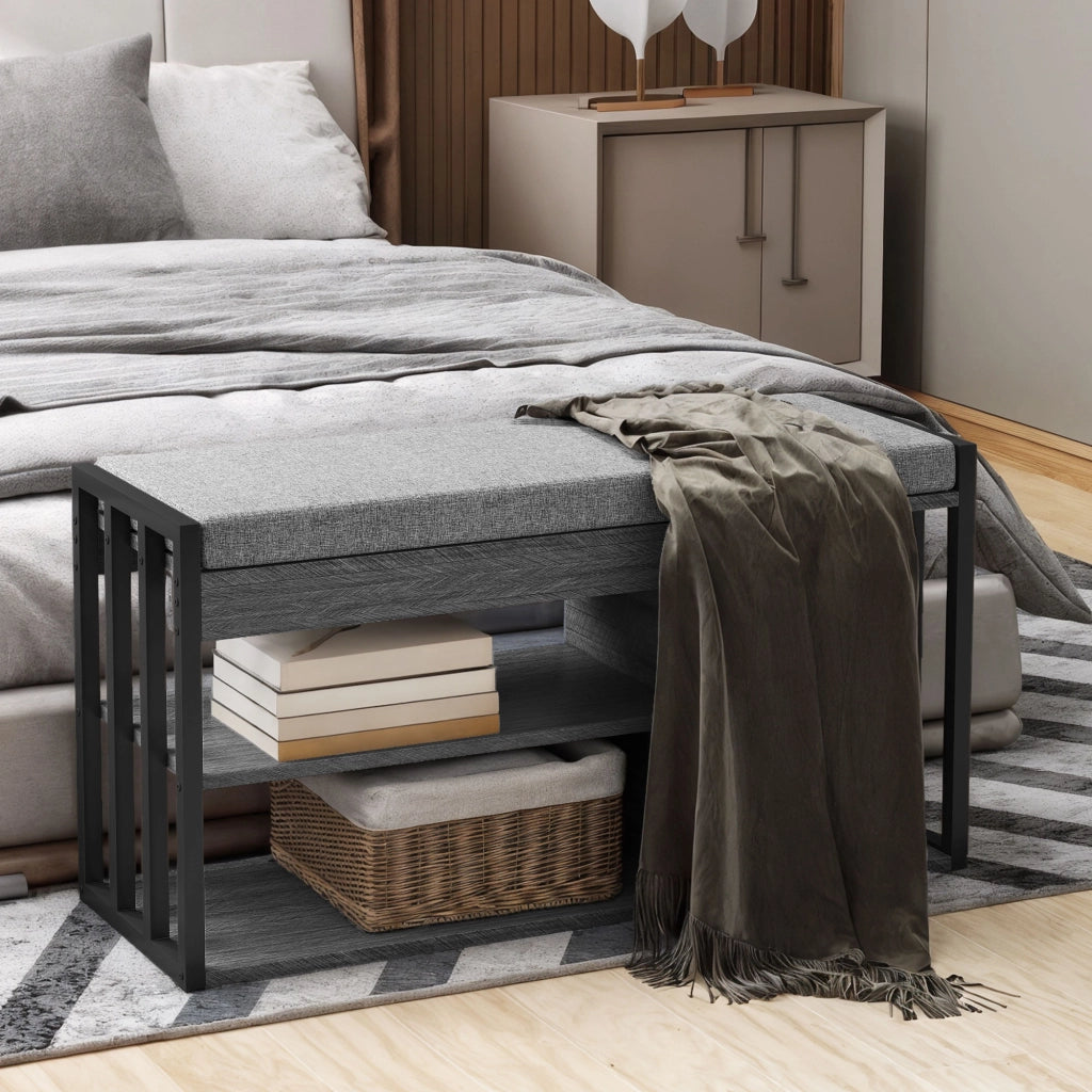 Scarpiera con panca ¨C Minimal ¨C grigio 80x30x90