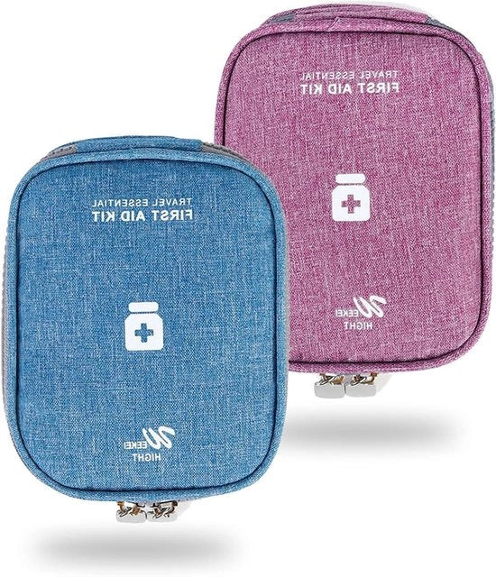 Kit di pronto soccorso portatile con mini kit di pronto soccorso e set di emergenza, Blu e Viola