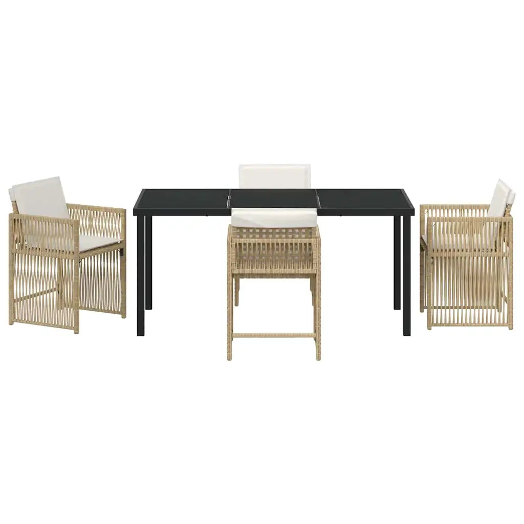 Set da Pranzo per Giardino 5 pcs Beige polyrattan