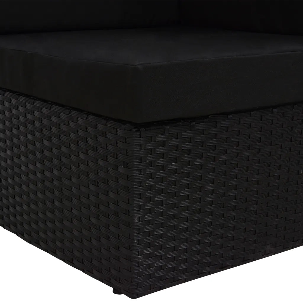Divano ad Angolo Modulare in Polyrattan Nero 49501