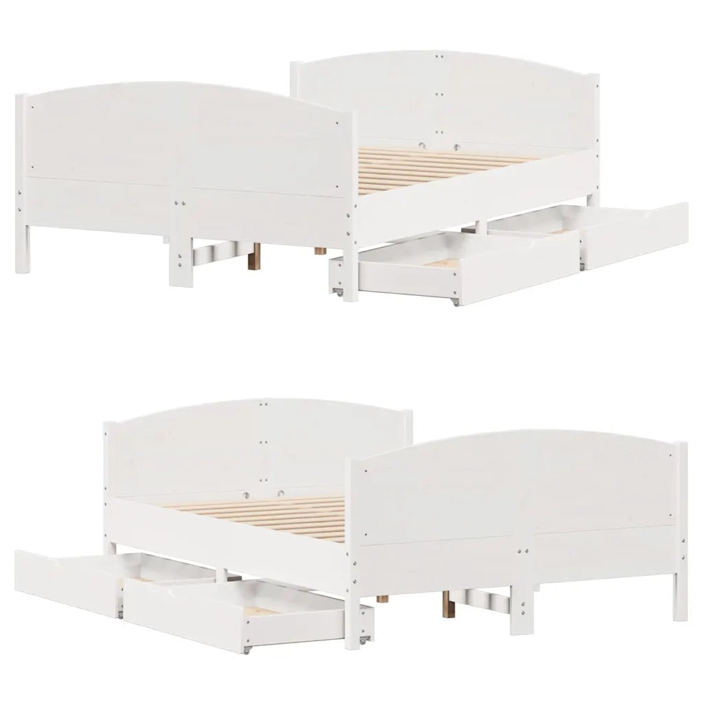 Letto senza Materasso-Struttura Letto Bianco 140x200 cm Legno Massello di Pino 818612