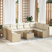 Set Divano da Giardino Beige e Crema polyrattan