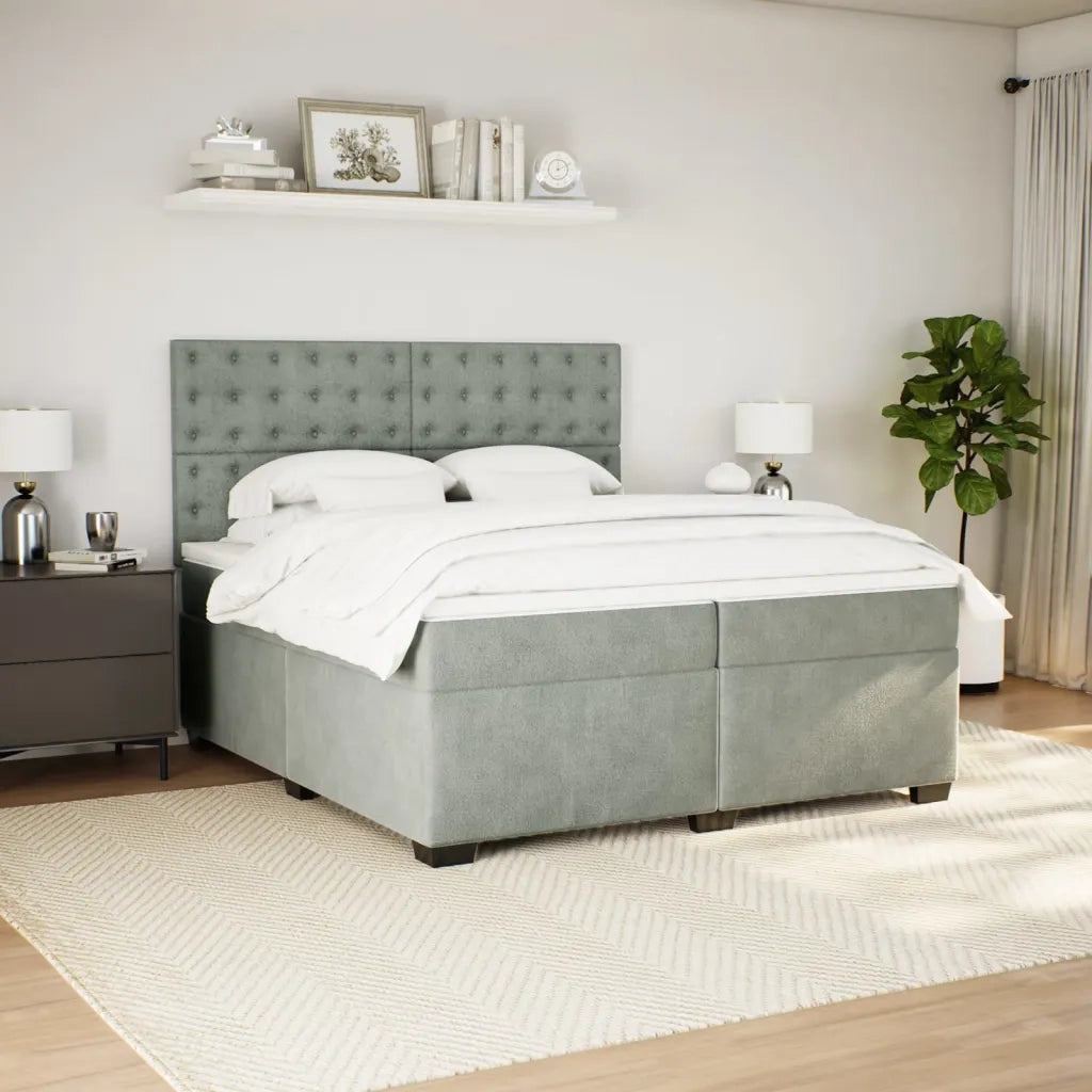 Giroletto a Molle con Materasso Grigio Chiaro 200x200cm Velluto 3293314