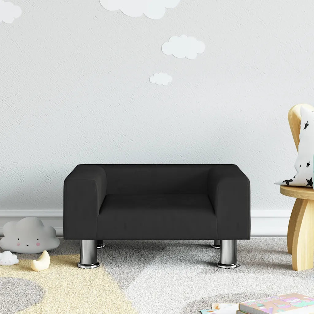 Divano per Bambini-Sofa-Divanetto Nero 50x40x26,5 cm in Velluto