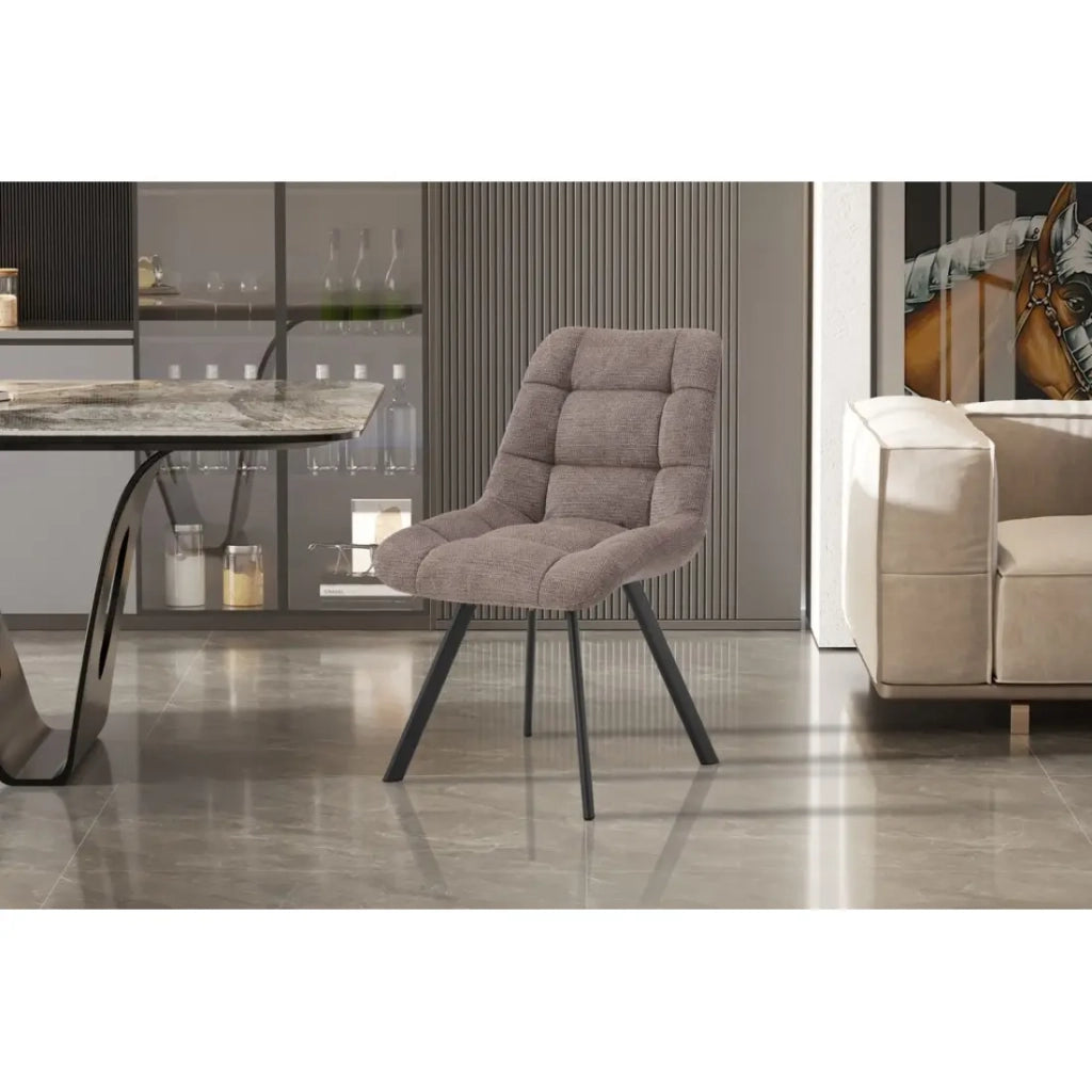Set di 2 sedie VELMA - Tessuto pepe - Gambe in metallo - Design moderno - Eleganza naturale e contrastata