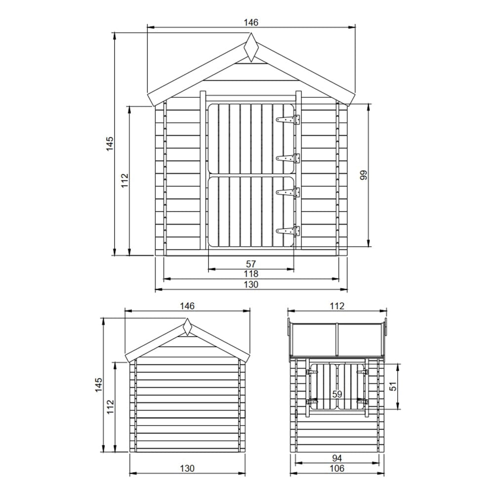 Casetta per bambini CON IL PAVIMENTO ? L146xB112xA145cm/1.1m2  - Timbela M516