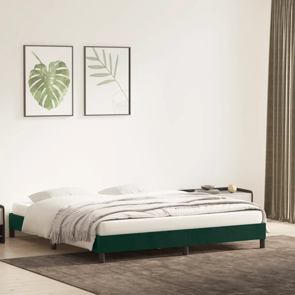 Letto matrimoniale | Letto per adulti | Giroletto senza Materasso Verde Scuro 180x210 cm in Velluto