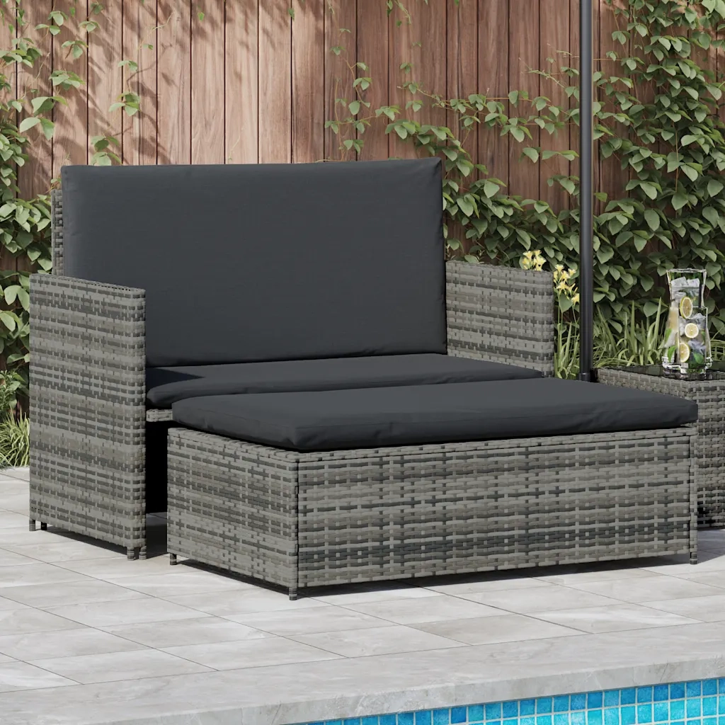 Set Divani da Giardino 2 pz con Cuscini in Polyrattan Grigio 44483