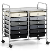 Carrello portaoggetti su ruote 64 x 38 x 62 cm 12 cassetti estraibili compatto e pratico metallo grigio 20_0011365