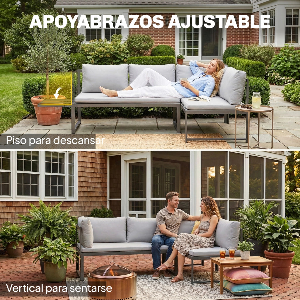 Set da giardino 2 divani 2 posti con cuscini e tavolino ¨C Minimal ¨C grigio