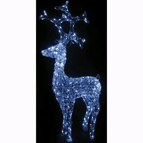 Renna Di Natale Luminosa con Diamanti cristalli 150 Led Bianco Ghiaccio H92 cm D1510