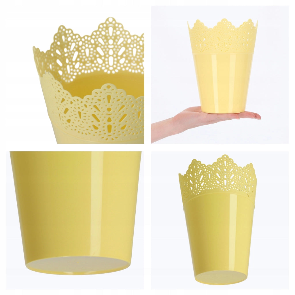 Vaso da fiori KADAX, vaso da fiori, coperchio, vaso da fiori alto in plastica, 14,5 cm, giallo