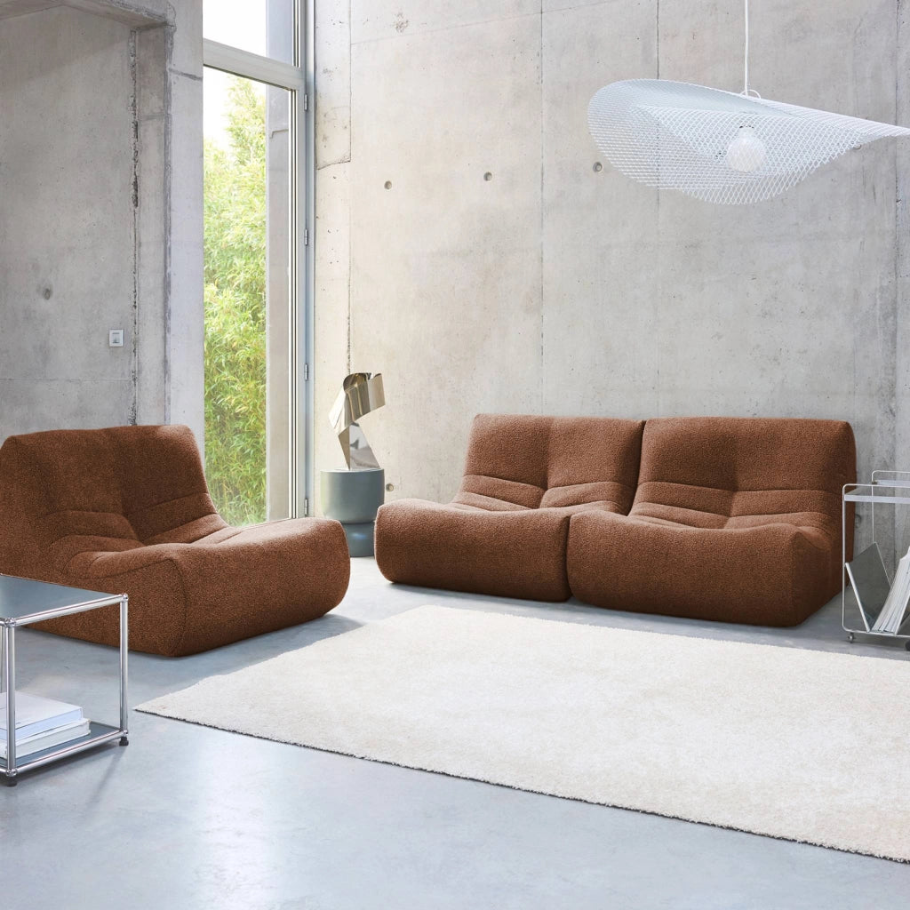 Divano modulare in bouclé, 3 posti, terracotta