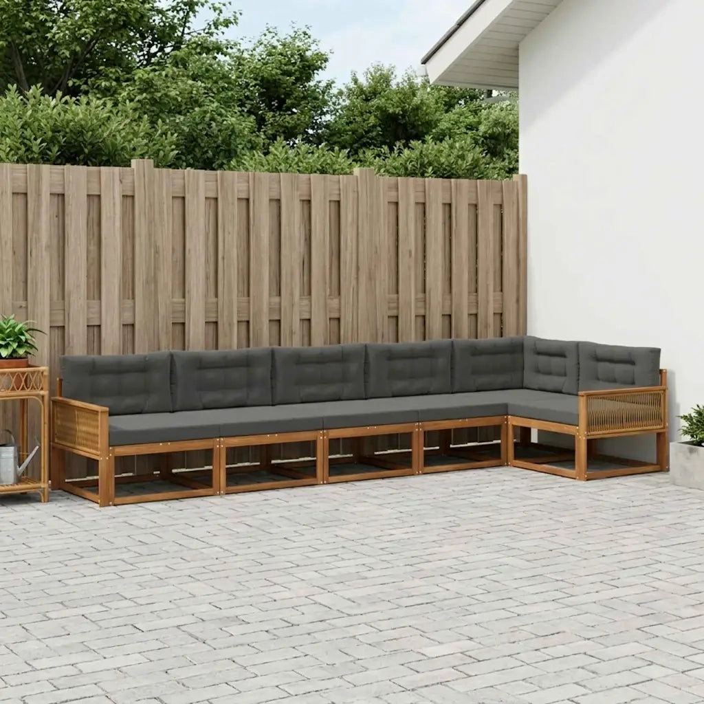 Set di divani da esterno con cuscino 6 pcs Naturale e Antracite 3382610