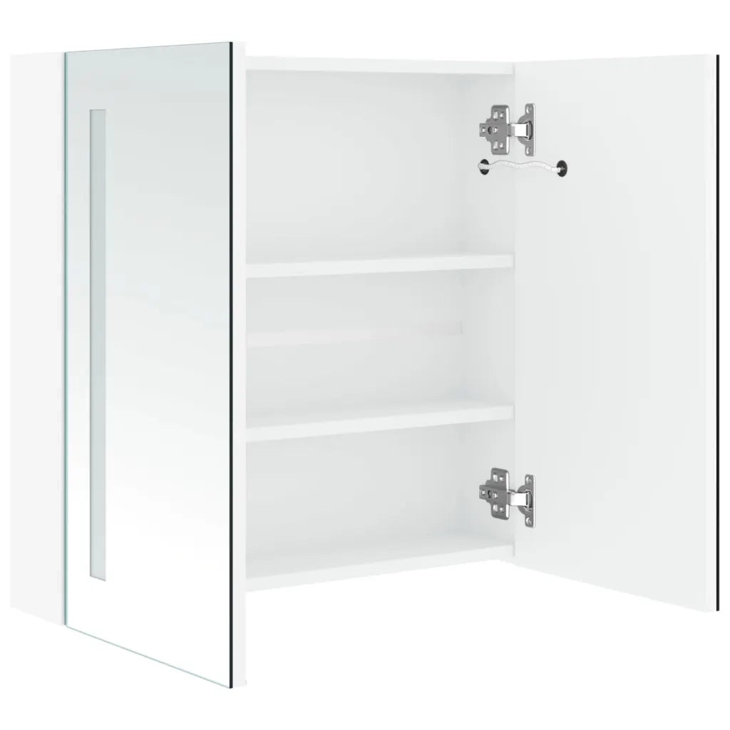 Armadietto Bagno con Specchio e LED 60x14x62 cm