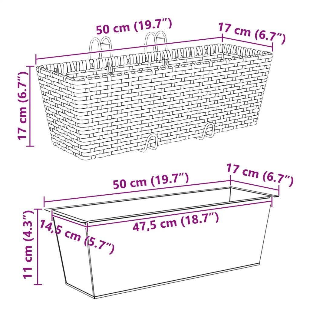 Ringhiera 2 pcs 50 x 17 x 17 cm Metallo 42026967