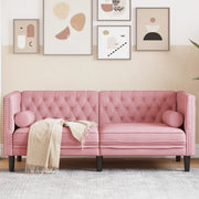 Divano Chesterfield con Rinforzi 2 Posti Rosa in Velluto 372686