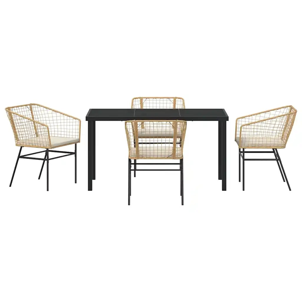 Set da Pranzo per Giardino 5 pcs Marrone polyrattan