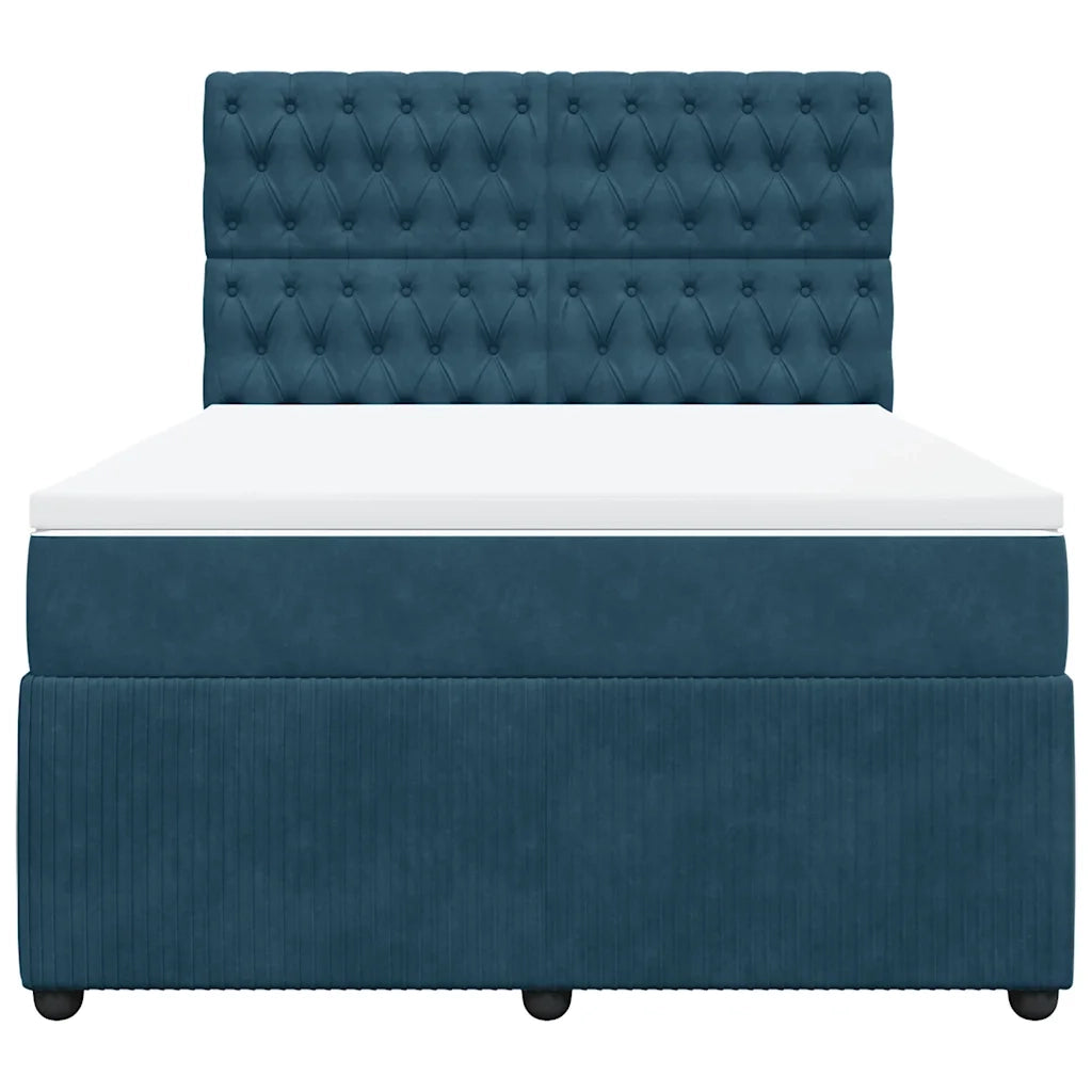 Giroletto a Molle con Materasso Blu 140x190 cm in Velluto 3294644