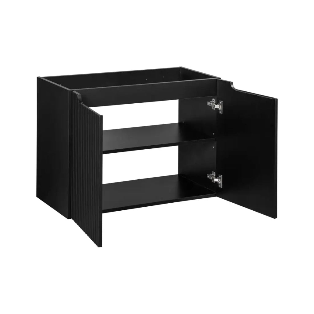Mobile sottolavabo per bagno VANO – 2 ante – Nero opaco – L80 × P39 × H57 cm – Da appendere