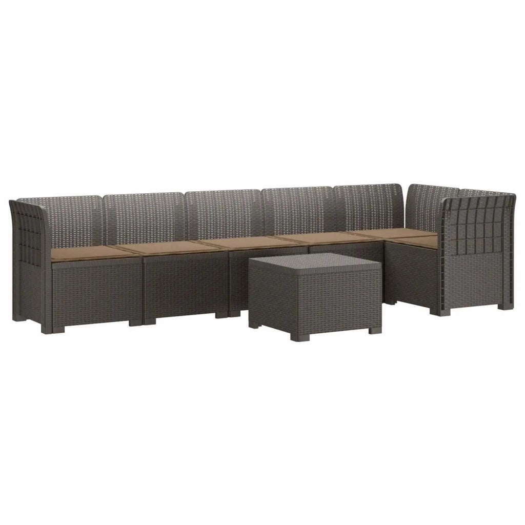 Divano da Giardino 6 Posti con Cuscini Aspetto Rattan PP 3444120