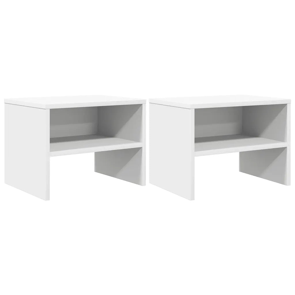 Set di 2 Comodini | Armadio da Notte | Mobiletto da notte Bianchi 40x30x30 cm Legno Ingegnerizzato