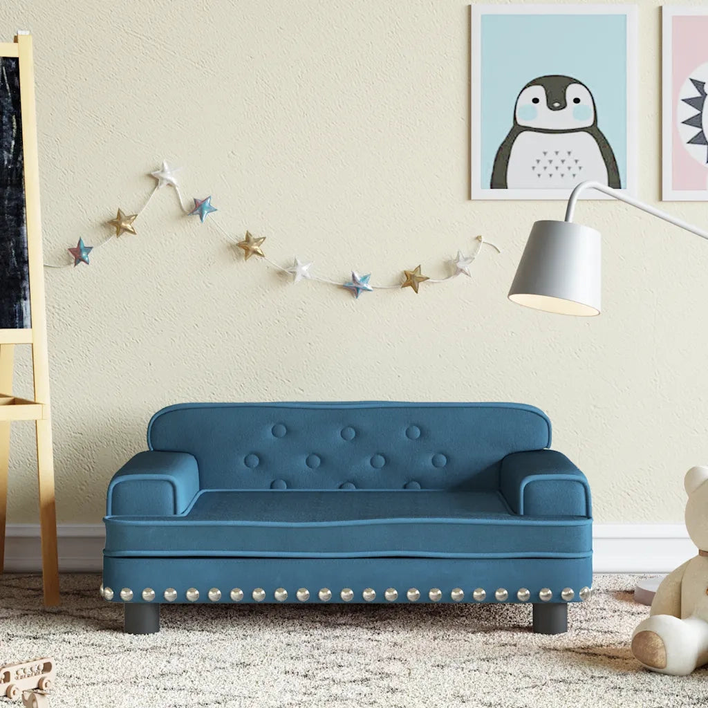 Divano per Bambini-Sofa-Divanetto Blu 70x45x30 cm in Velluto